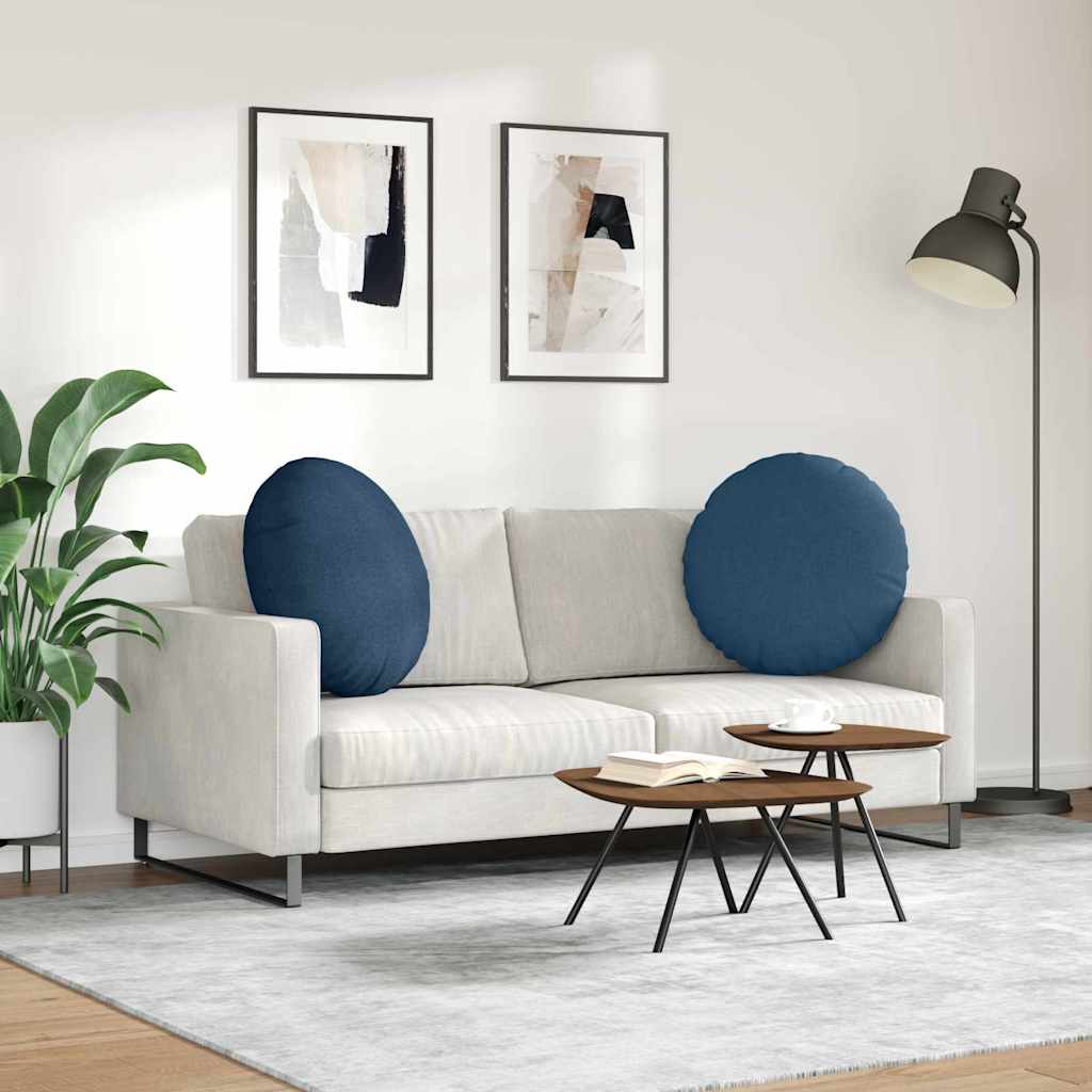 vidaXL Μαξιλάρια καθισμάτων 2 τμχ. Ύφασμα Μπλε Ø60 x 21 εκ - Image 4