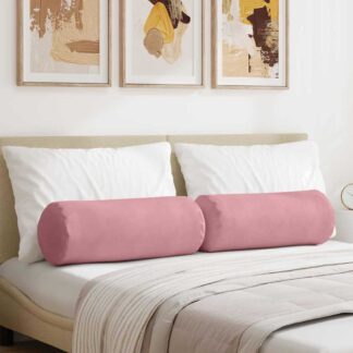 vidaXL Μαξιλάρια Στήριγμα 2 pcs Ροζ Ø 25 x 70 cm Υφασμάτινο Κορντουρά
