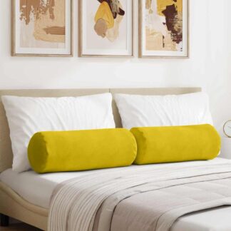 vidaXL Μαξιλάρια Στήριγμα 2 pcs Κίτρινο Ø 25 x 70 cm