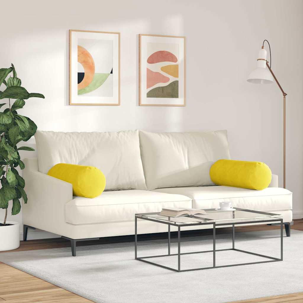 vidaXL Μαξιλάρια Στήριγμα 2 pcs Κίτρινο Ø 25 x 70 cm - Image 4