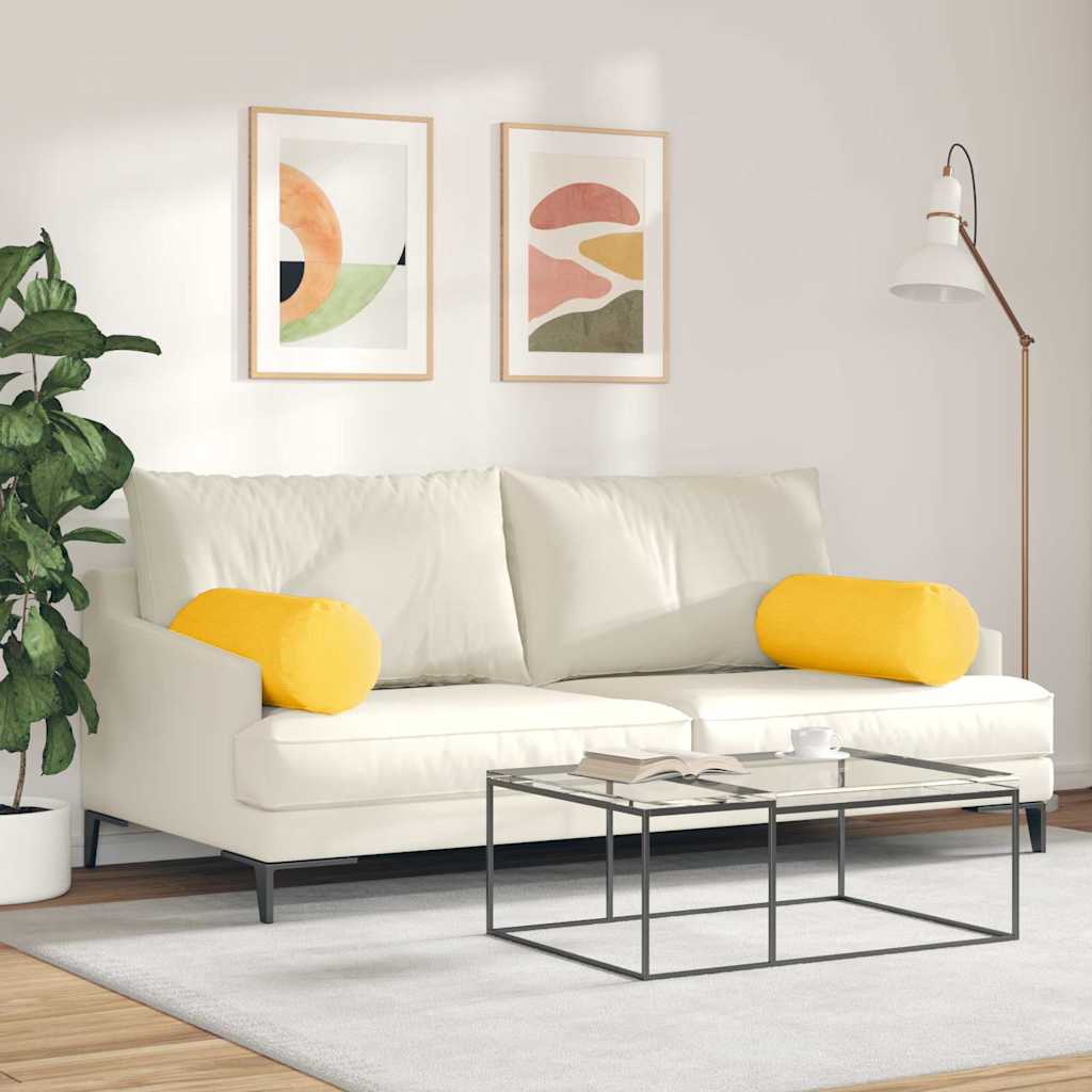 vidaXL Μαξιλάρια Στήριγμα 2 pcs Απαλό Κίτρινο Ø 25 x 70 cm - Image 4