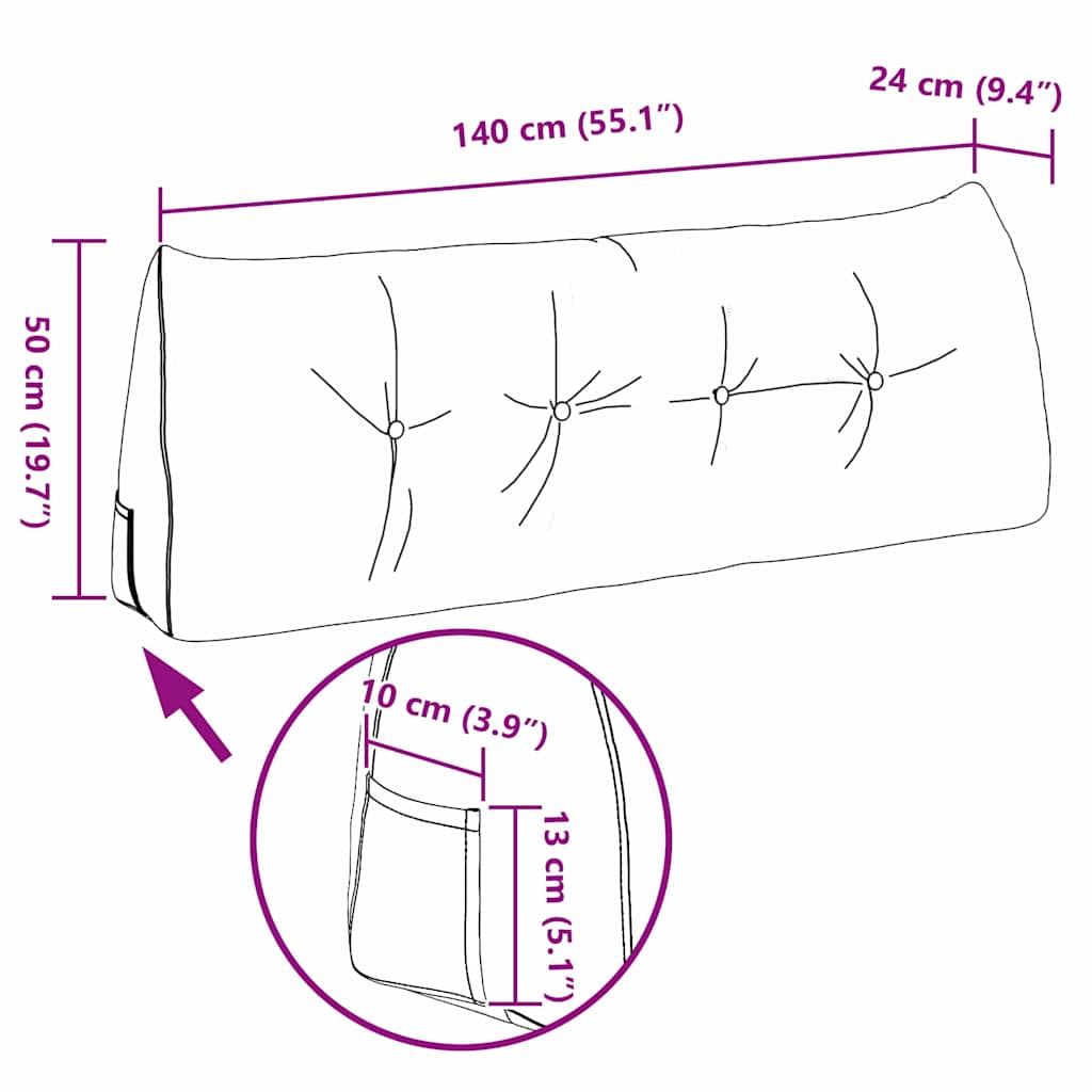 vidaXL Μαξιλάρι Πλάτης Απαλό Κίτρινο 140 x 24 x 50 εκ ύφασμα - Image 11