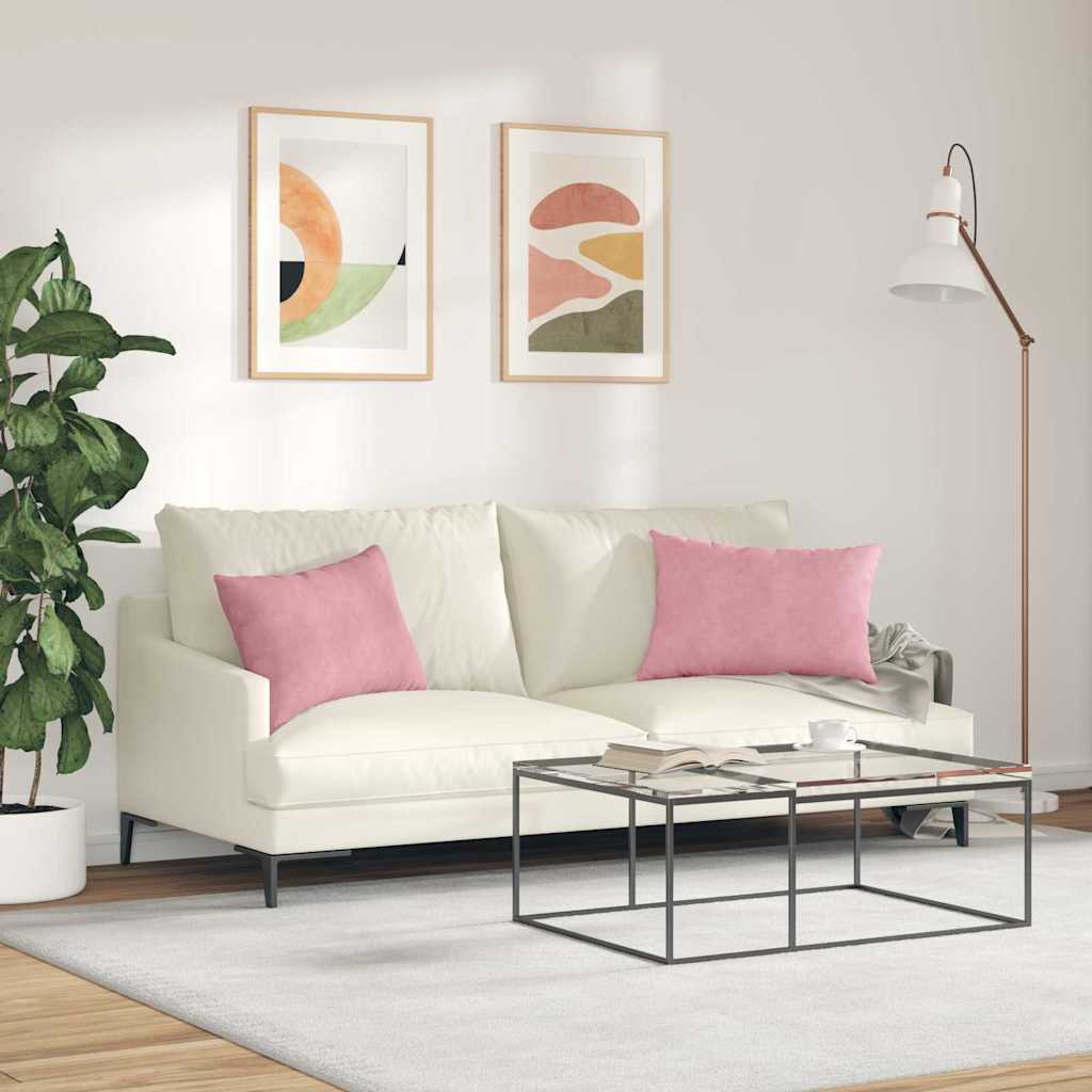 vidaXL Μαξιλάρι Καναπέ 2 pcs Ροζ 60 x 40 cm Υφασμάτινο Κορντουρά - Image 4