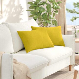 vidaXL Μαξιλάρι Καναπέ 2 pcs Κίτρινο 60 x 40 cm Υφασμάτινο Κορντουρά