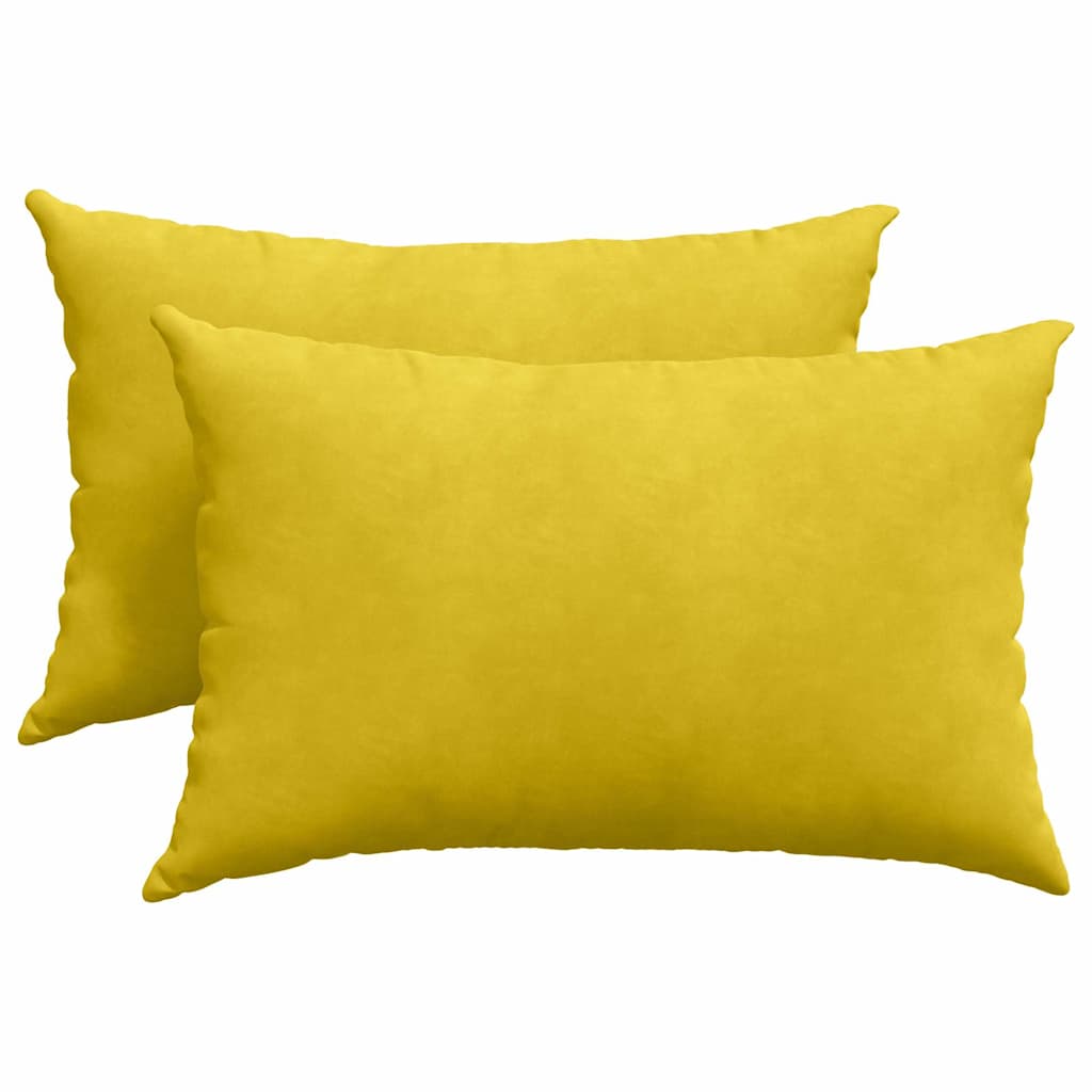 vidaXL Μαξιλάρι Καναπέ 2 pcs Κίτρινο 60 x 40 cm Υφασμάτινο Κορντουρά - Image 2
