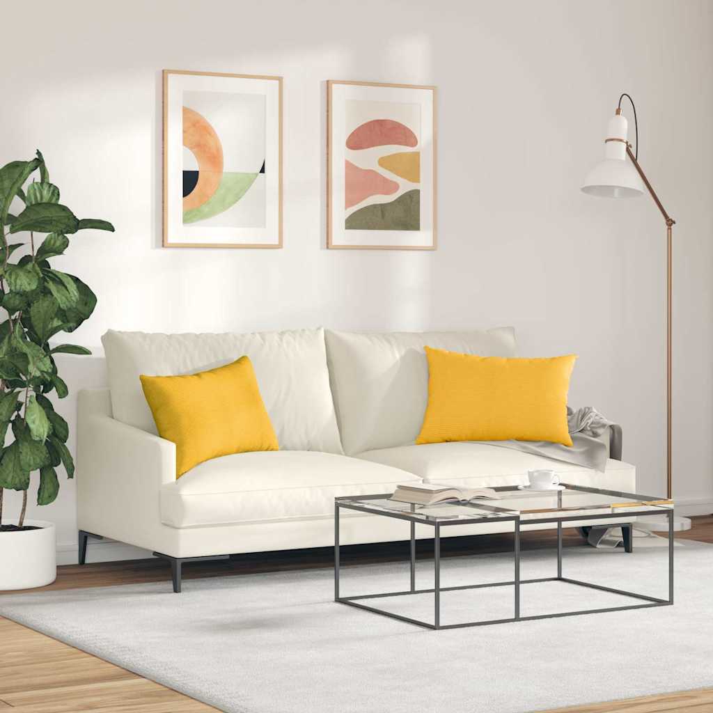 vidaXL Μαξιλάρι Καναπέ 2 pcs Απαλό Κίτρινο 60 x 40 cm - Image 4