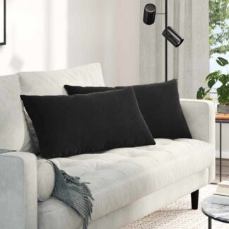 vidaXL Μαξιλάρι Καναπέ 2 pcs Μαύρο 80 x 40 cm Υφασμάτινο Κορντουρά
