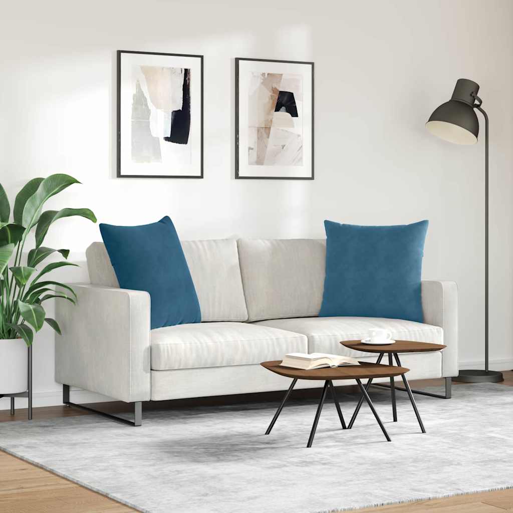 vidaXL Μαξιλάρι Καναπέ 2 pcs Μπλε 60 x 60 cm Υφασμάτινο Κορντουρά - Image 4