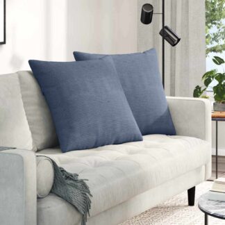 vidaXL Μαξιλάρι Καναπέ 2 pcs Μπλε 60 x 60 cm Υφασμάτινο Κορντουρά