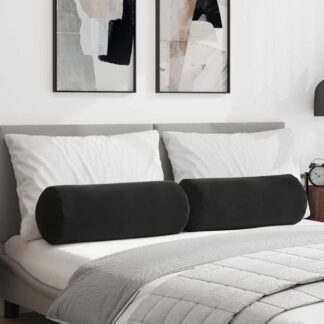 vidaXL Μαξιλάρια Στήριγμα 2 pcs Μαύρο Ø 25 x 70 cm
