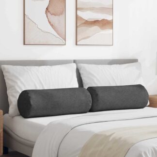 vidaXL Μαξιλάρια Στήριγμα 2 pcs Σκούρο Γκρι Ø 25 x 70 cm