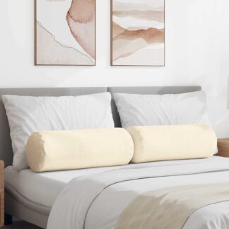 vidaXL Μαξιλάρια Στήριγμα 2 pcs Κρεμ Ø 25 x 70 cm Υφασμάτινο Κορντουρά