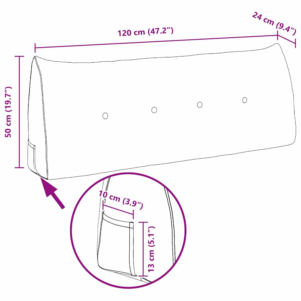 vidaXL Μαξιλάρι Πλάτης Μπλε 120 x 24 x 50 εκ Βελούδο - Image 11