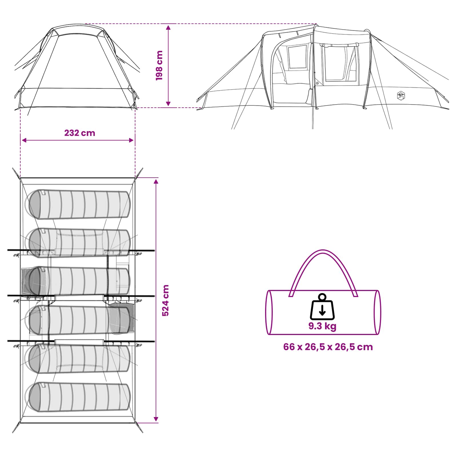 vidaXL Αυτόματη Τέντα Πράσινο 524 x 232 x 192 εκ. - Image 12