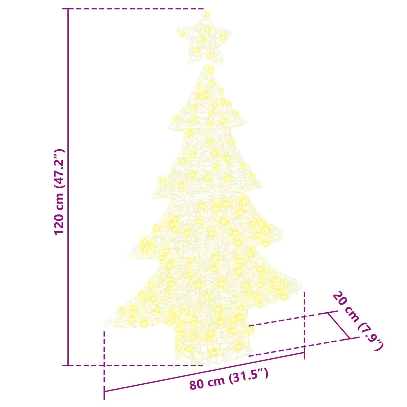 vidaXL Χριστουγεννιάτικο Δέντρο 100 LED Θερμό λευκό 120 cm Ακρυλικό - Image 10