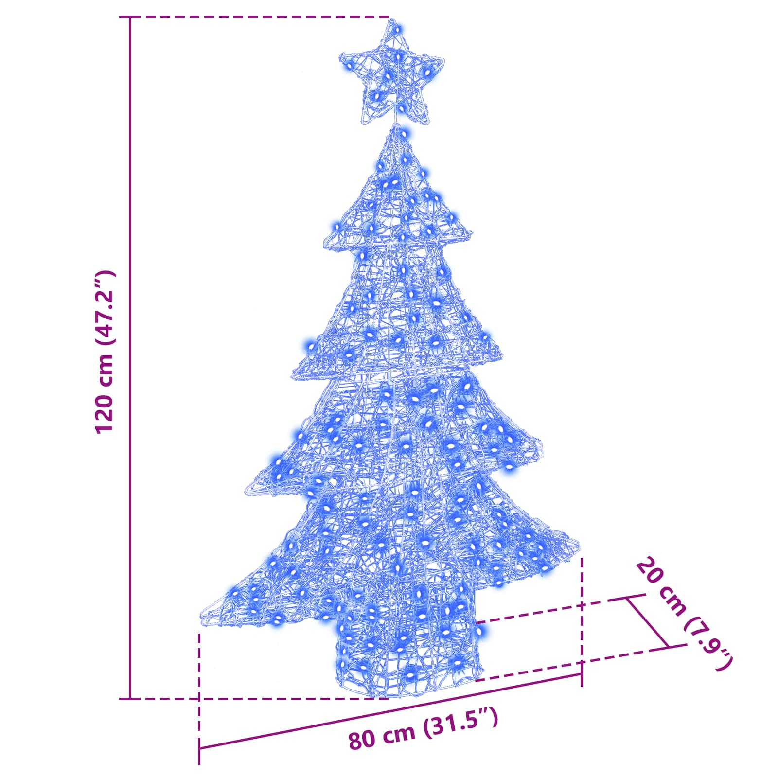 vidaXL Χριστουγεννιάτικο Δέντρο 100 LED Μπλε 120 cm Ακρυλικό - Image 10
