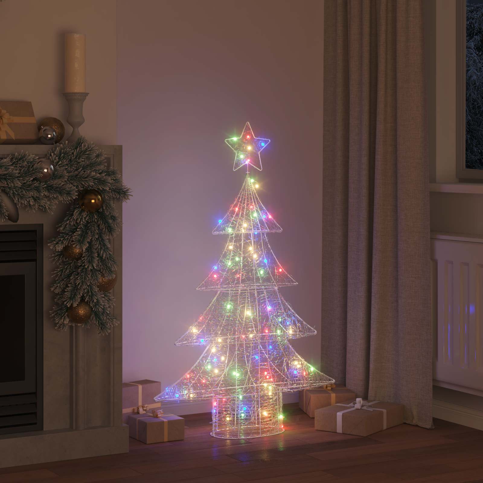 vidaXL Χριστουγεννιάτικο Δέντρο 100 LED Πολύχρωμο 120 cm Ακρυλικό - Image 3