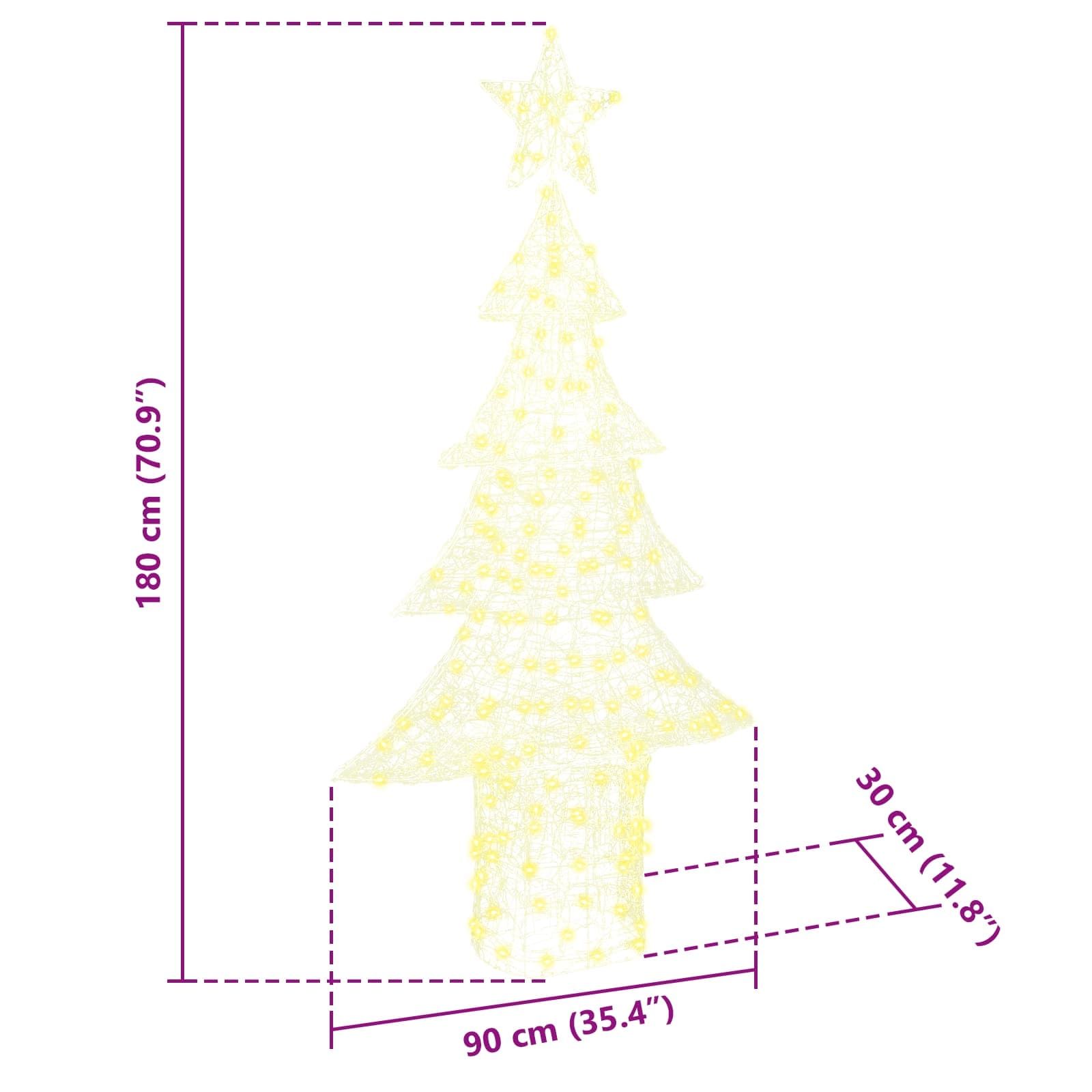 vidaXL Χριστουγεννιάτικο Δέντρο 240 LED Θερμό λευκό 150 cm Ακρυλικό - Image 10