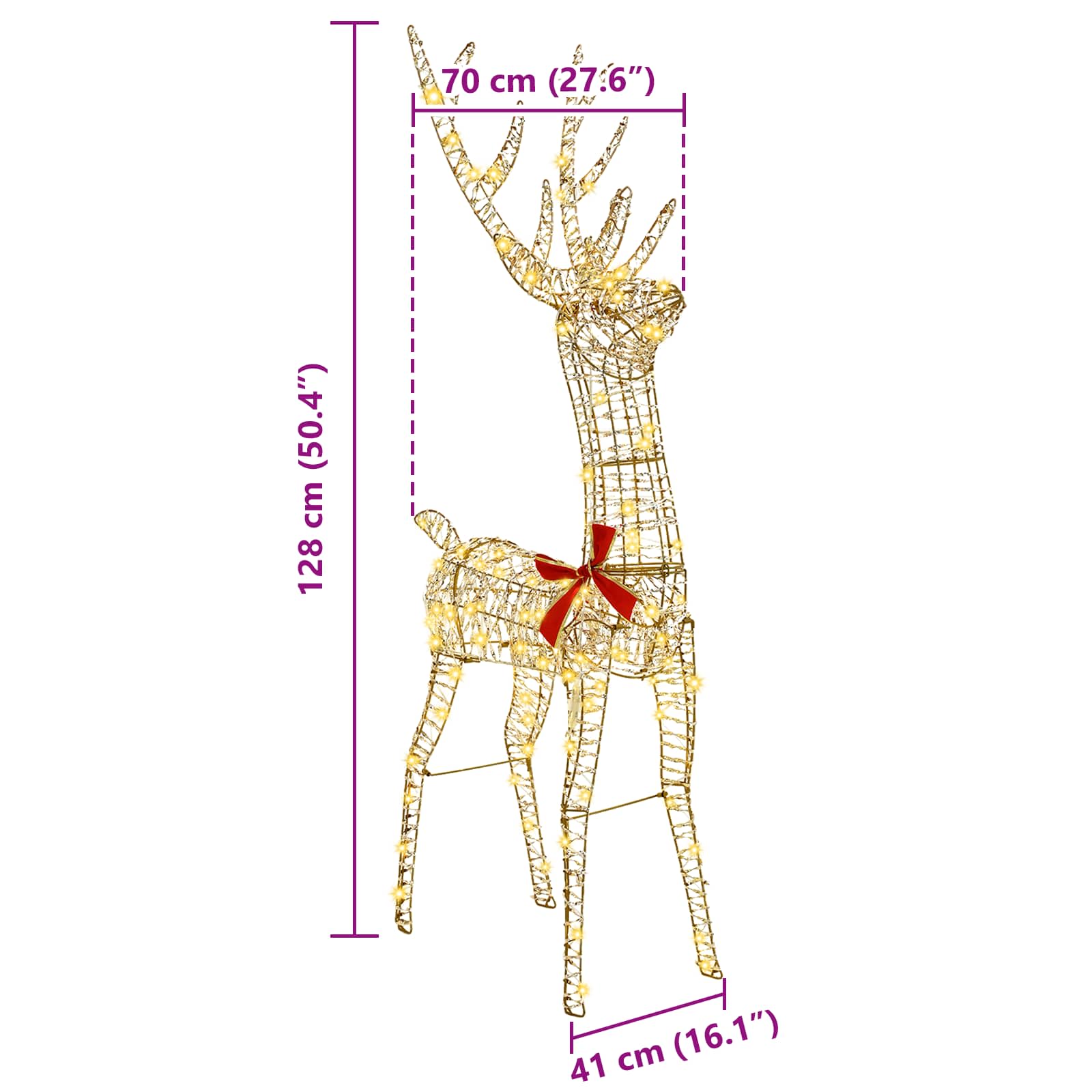 vidaXL 3D Ελάφι 140 LED Θερμό λευκό 128 εκ PET - Image 11