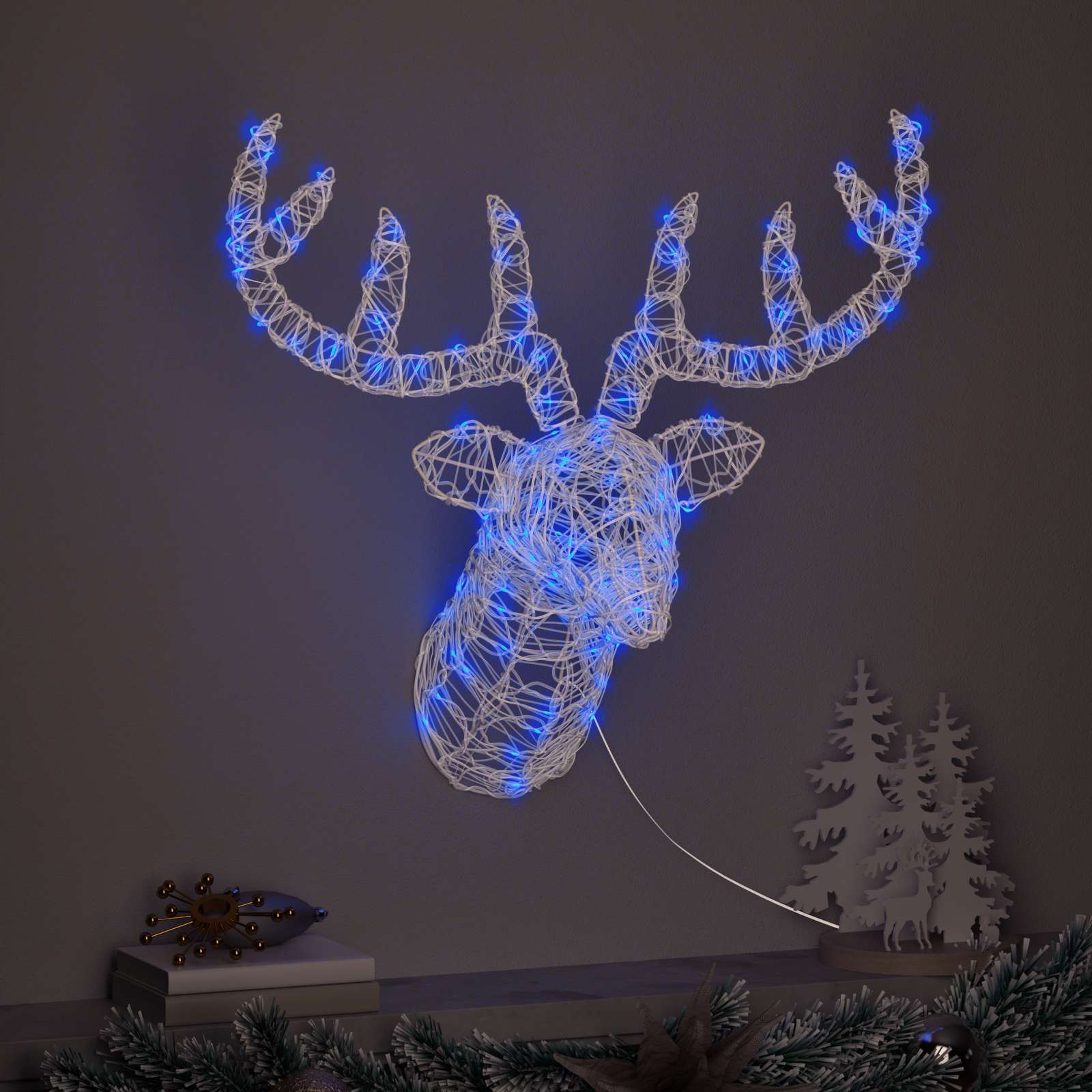 vidaXL Κεφάλι Ελαφιού 140 LED Μπλε 68 x 36,5 x 62,5 εκ Ακρυλικό - Image 3