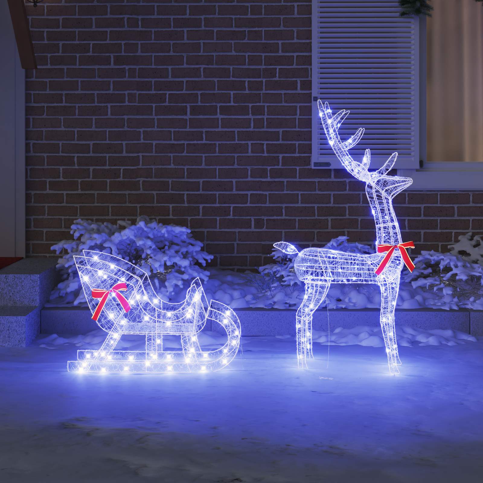 vidaXL Έλκηθρο με Ελάφια Μπλε 70 x 24 x 128 cm Ακρυλικό 200 LED - Image 3