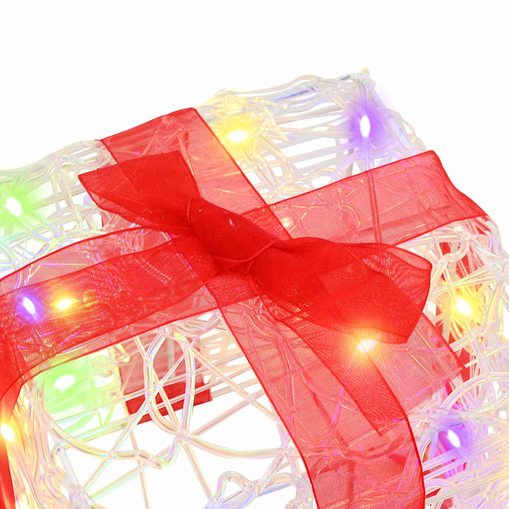 vidaXL Κουτί Δώρου 3 τμχ. 60 LED Πολύχρωμο 20 x 20 x 20 εκ. Ακρυλικό - Image 6