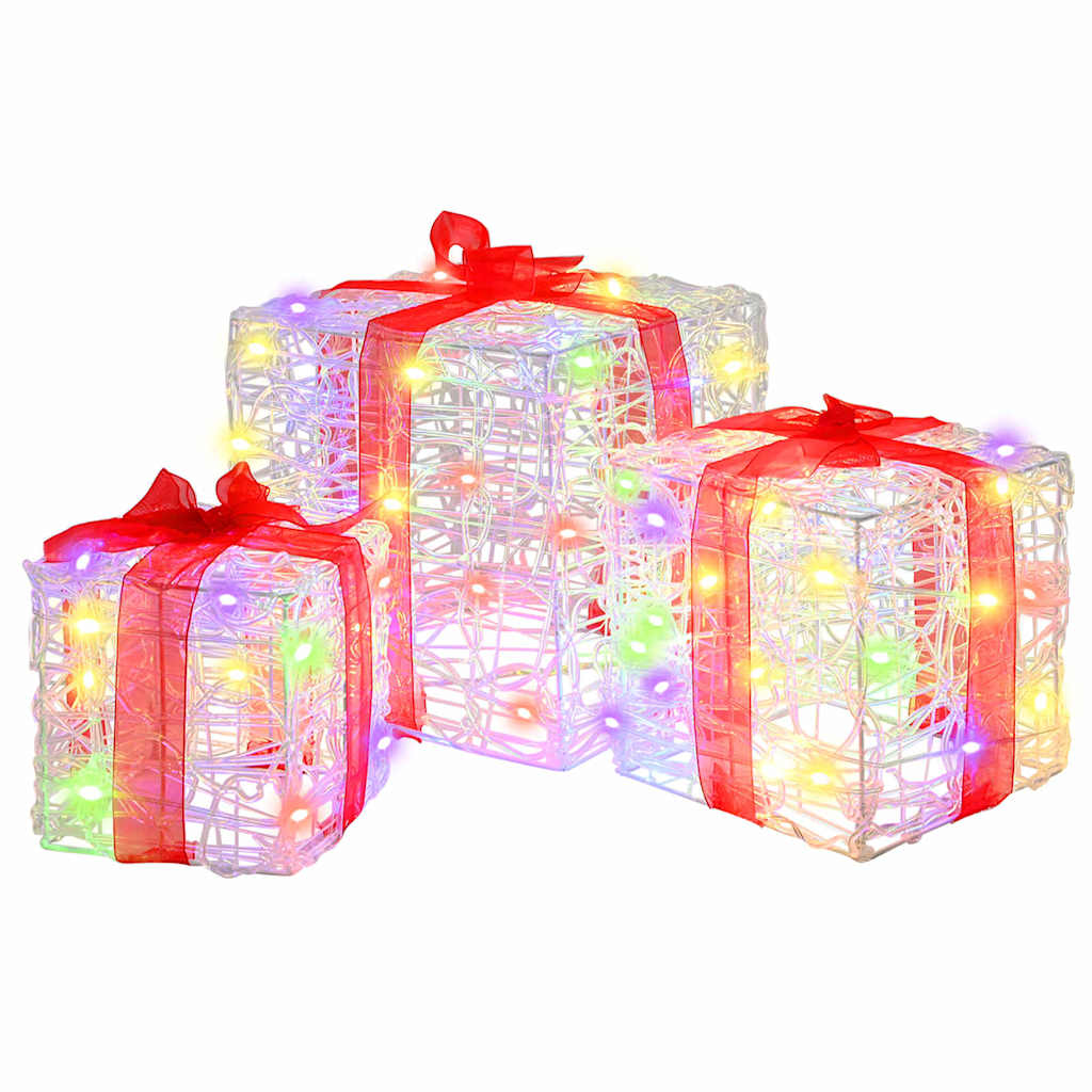 vidaXL Κουτί Δώρου 3 τμχ. 60 LED Πολύχρωμο 20 x 20 x 20 εκ. Ακρυλικό - Image 2