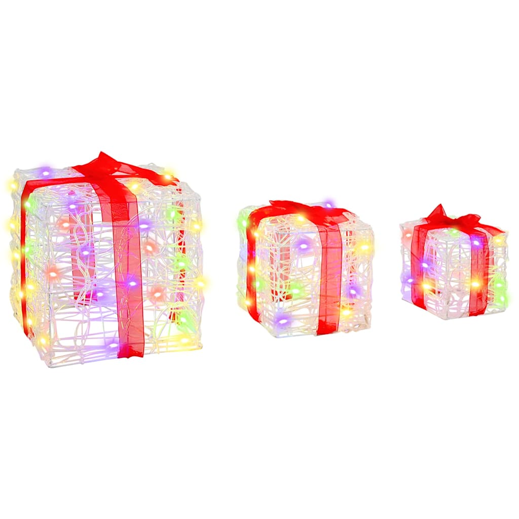 vidaXL Κουτί Δώρου 3 τμχ. 60 LED Πολύχρωμο 20 x 20 x 20 εκ. Ακρυλικό - Image 4