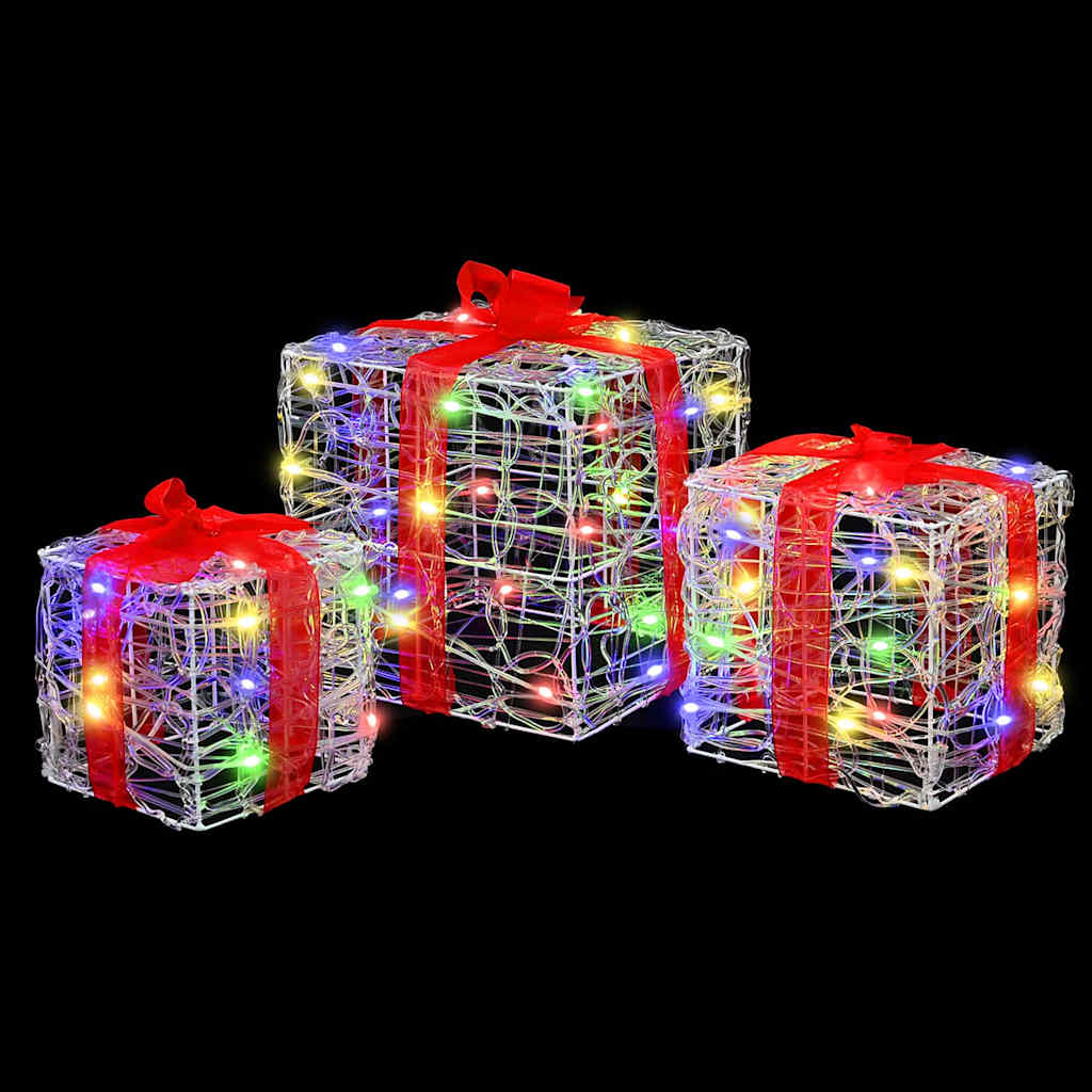 vidaXL Κουτί Δώρου 3 τμχ. 60 LED Πολύχρωμο 20 x 20 x 20 εκ. Ακρυλικό - Image 5