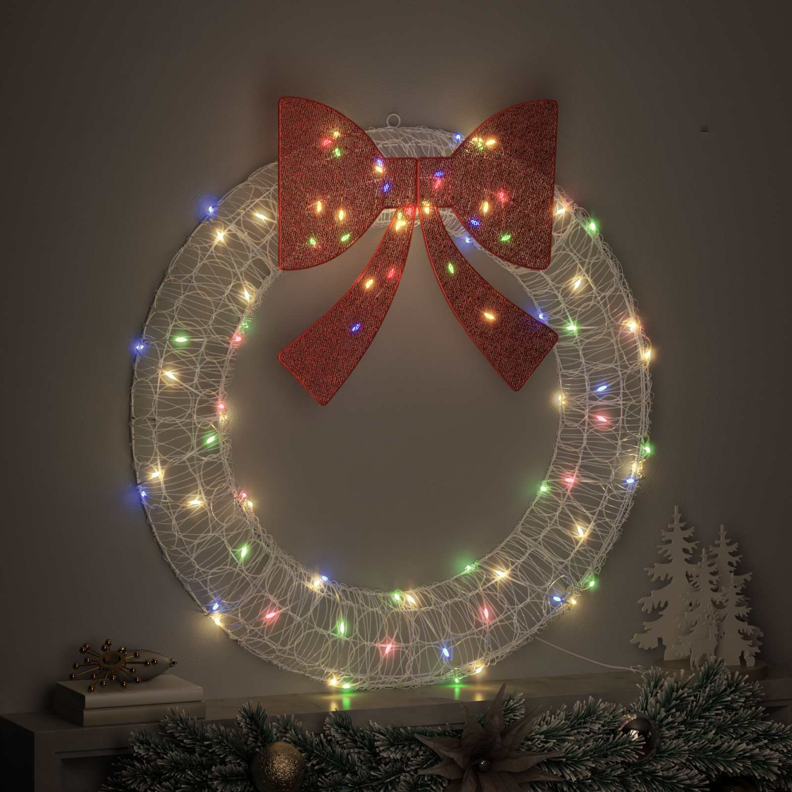 vidaXL Στεφάνι 80 LED Πολύχρωμο 92 x 92 x 9,5 εκ Ακρυλικό - Image 3