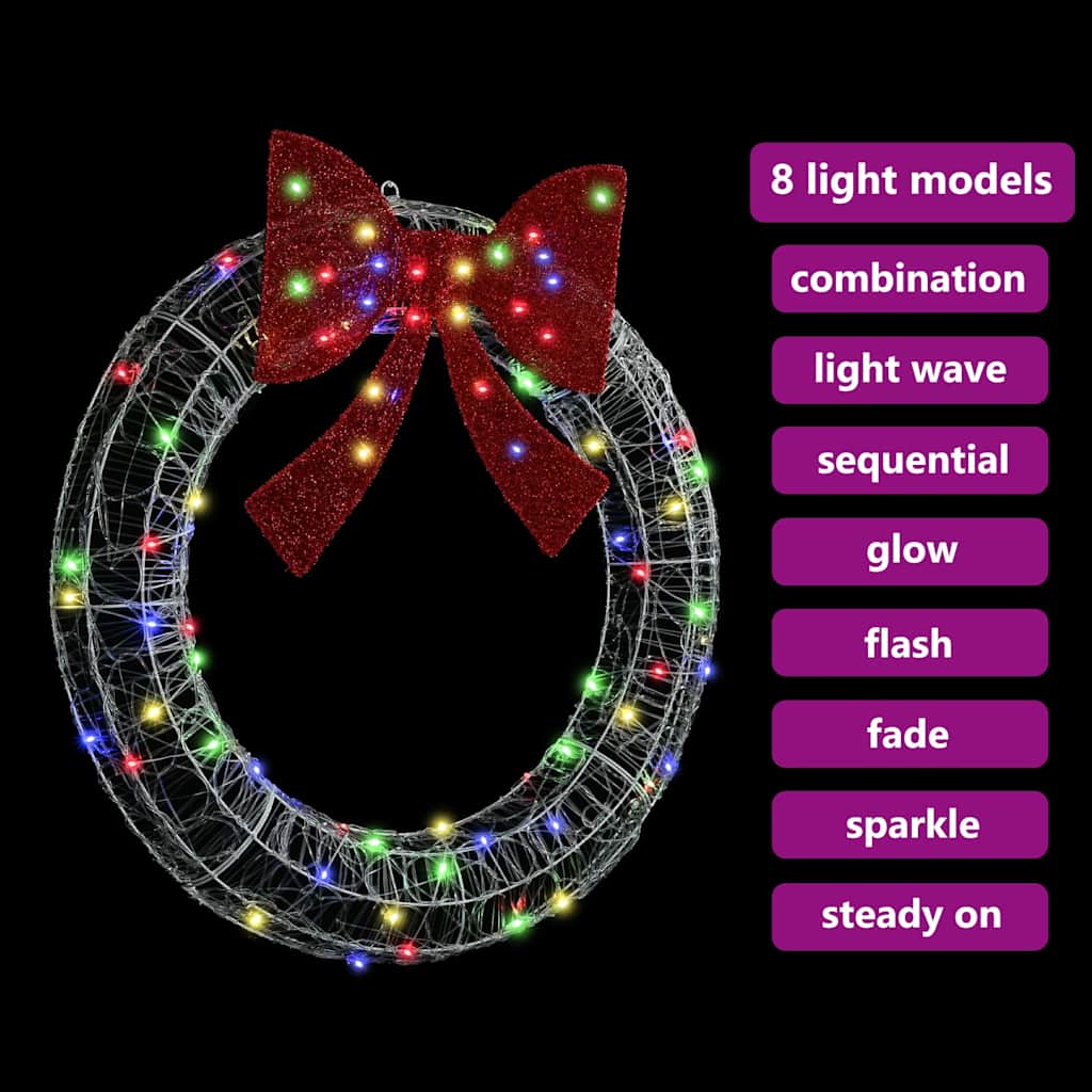 vidaXL Στεφάνι 80 LED Πολύχρωμο 92 x 92 x 9,5 εκ Ακρυλικό - Image 8