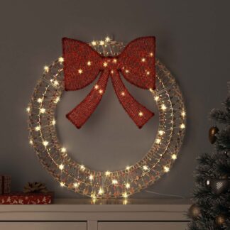 vidaXL Στεφάνι Θερμό λευκό 75 x 75 x 8 εκ PET 60 LED