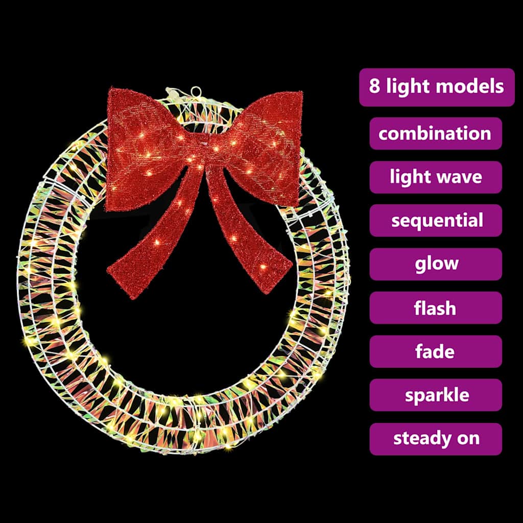 vidaXL Στεφάνι Θερμό λευκό 75 x 75 x 8 εκ PET 60 LED - Image 8