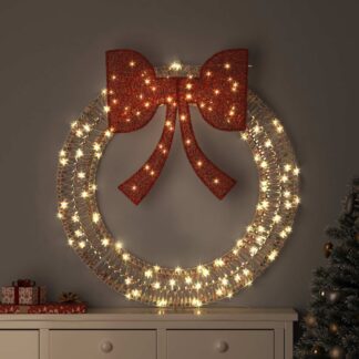 vidaXL Στεφάνι Θερμό λευκό 120 x 120 x 10 cm PET 150 LED
