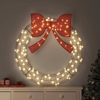vidaXL Στεφάνι Θερμό λευκό 120 x 120 x 10 cm Ρατάν 150 LED