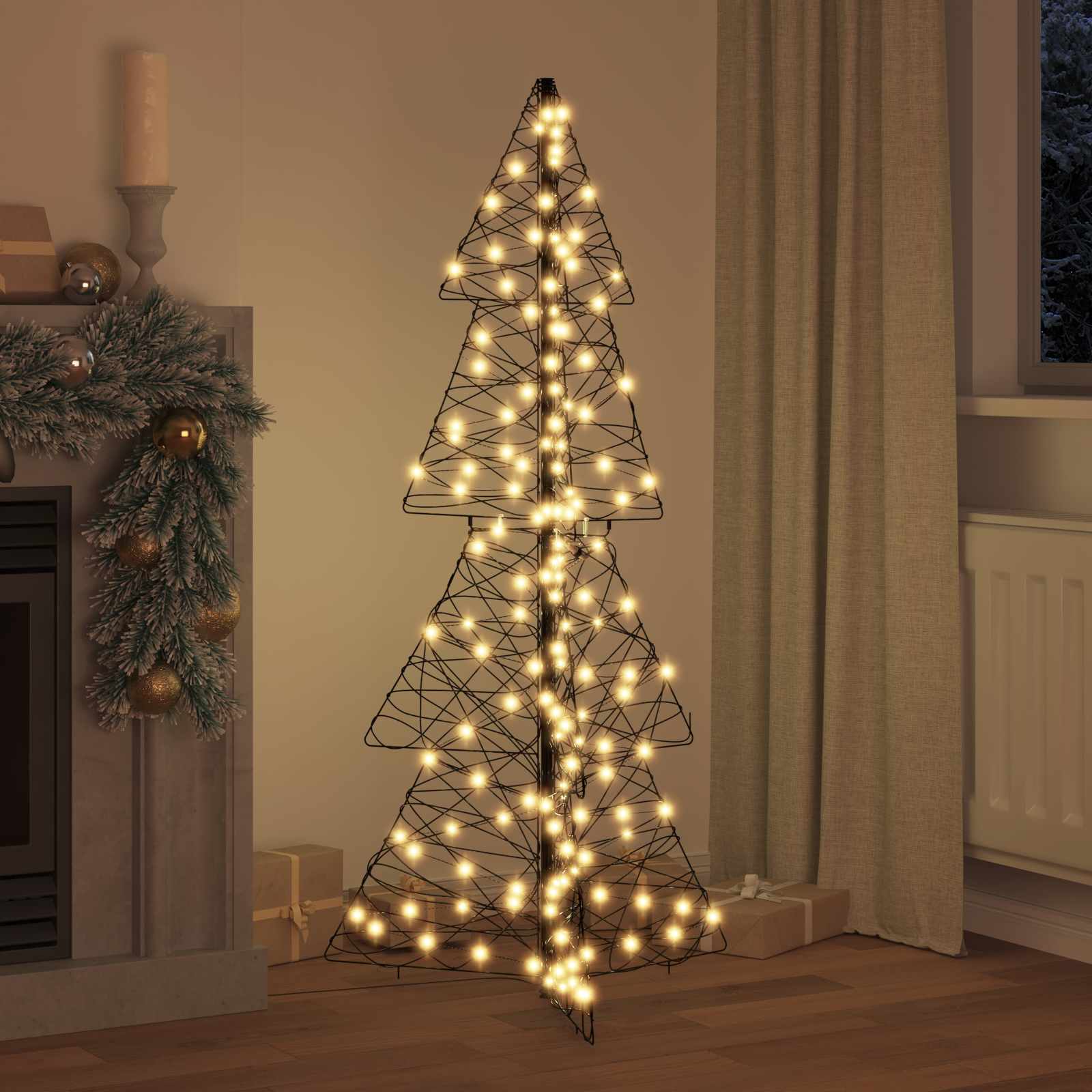 vidaXL Χριστουγεννιάτικο Δέντρο 160 LED Θερμό λευκό 150 cm Ρατάν - Image 3