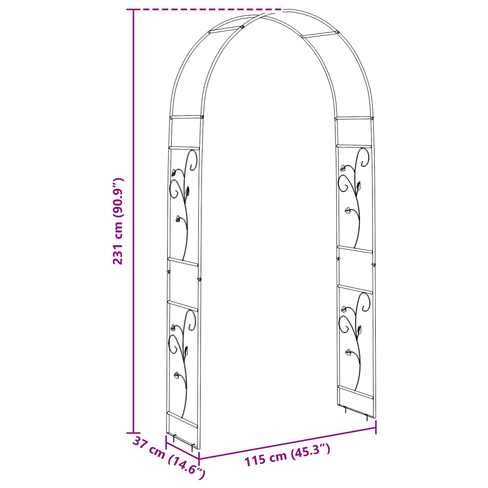 vidaXL Κήπος Αψίδα Πράσινο 115 x 37 x 231 εκ. - Image 9