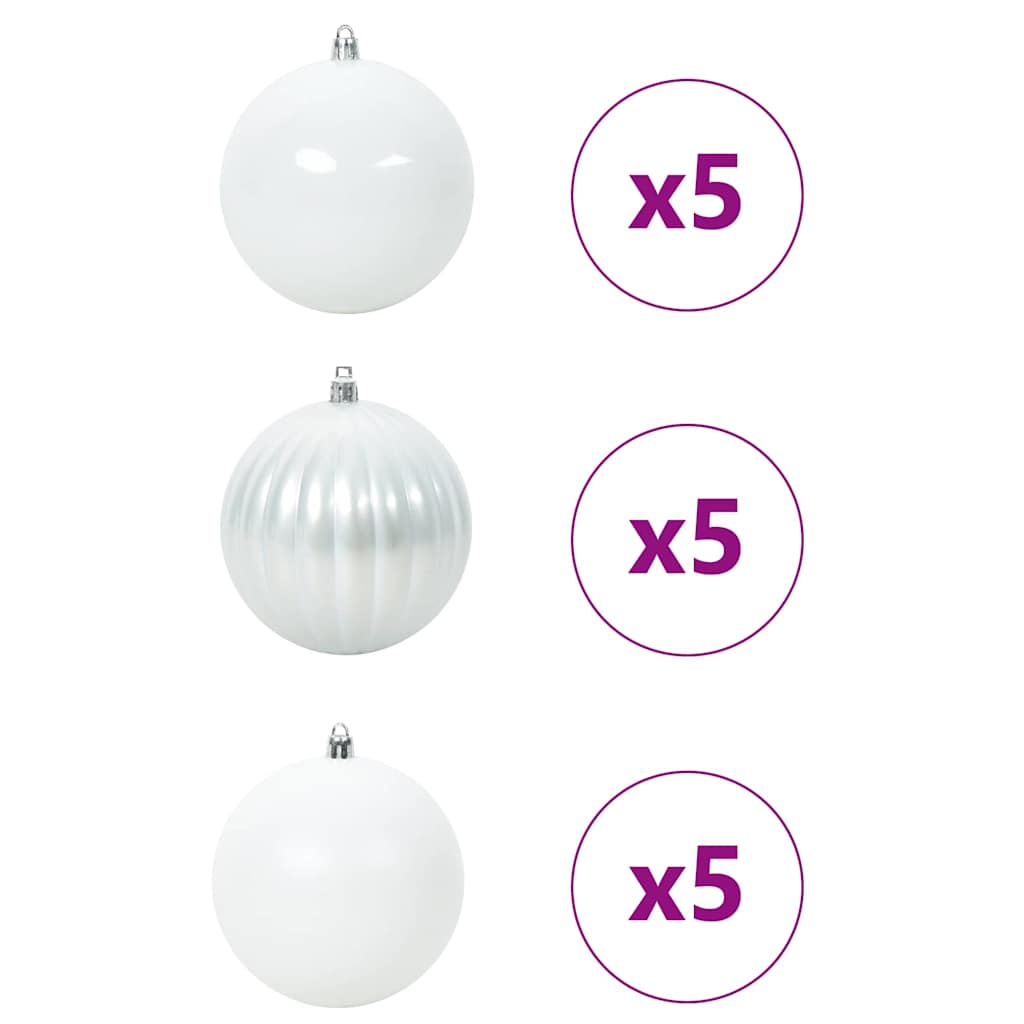 vidaXL Σετ Χριστουγεννιάτικων Μπαλονιών XL 15 τμχ. Λευκό Ø 10 εκ - Image 3