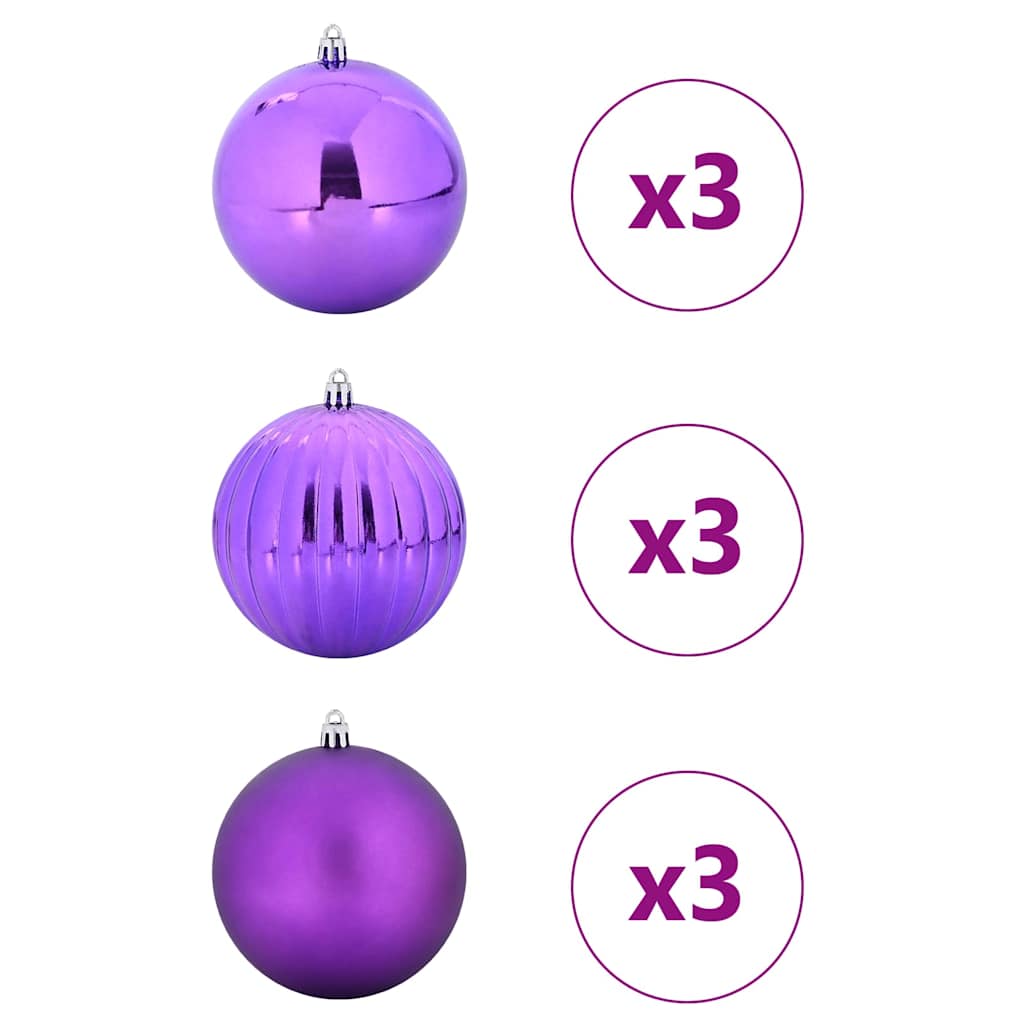 vidaXL Σετ Χριστουγεννιάτικων Μπαλονιών XL 9 τμχ. Λιλά Ø 15 εκ. - Image 3