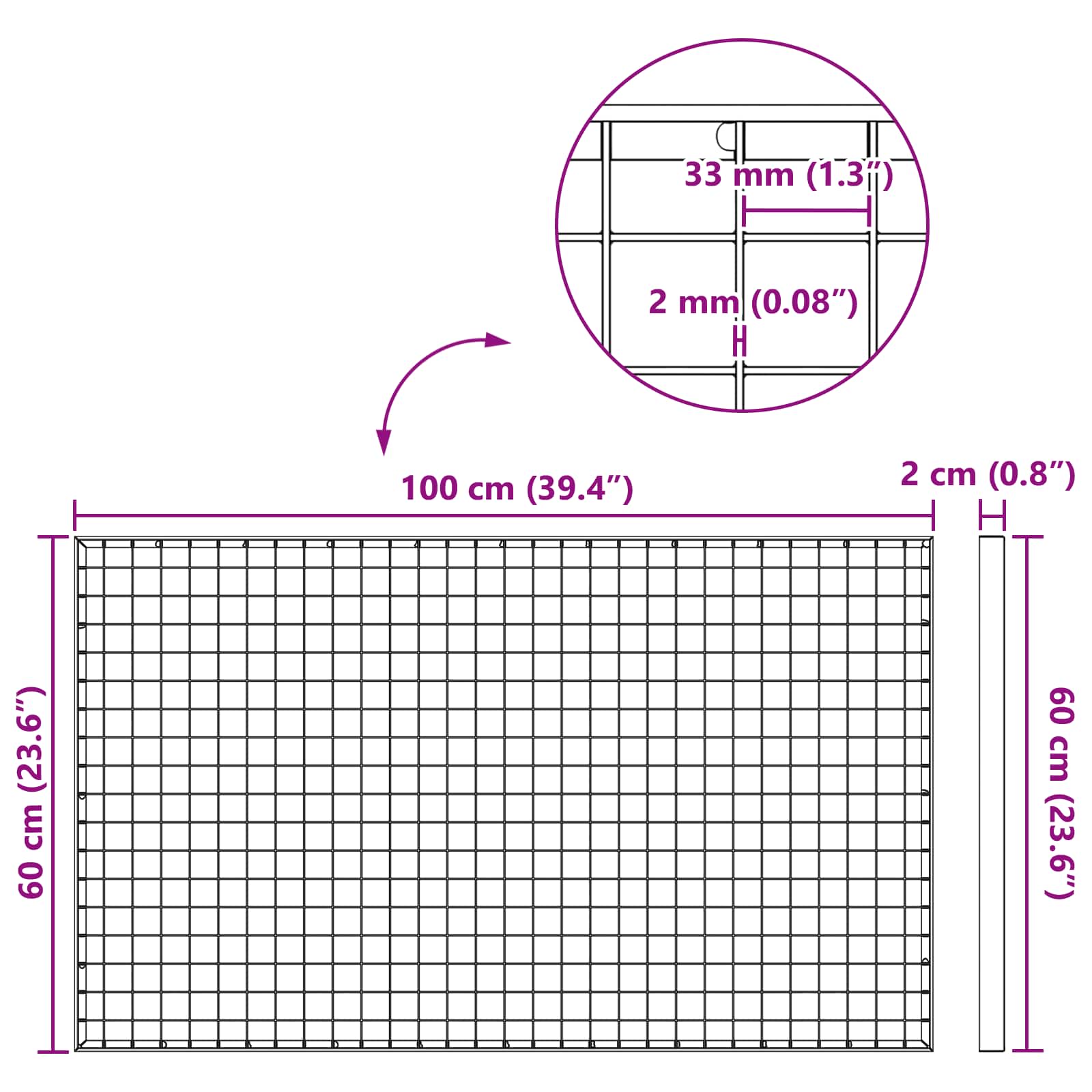 vidaXL Σίτα Ασημί 100 x 60 x 2 cm Γαλβανισμένο Ατσάλι Ψυχρής Βύθισης - Image 7