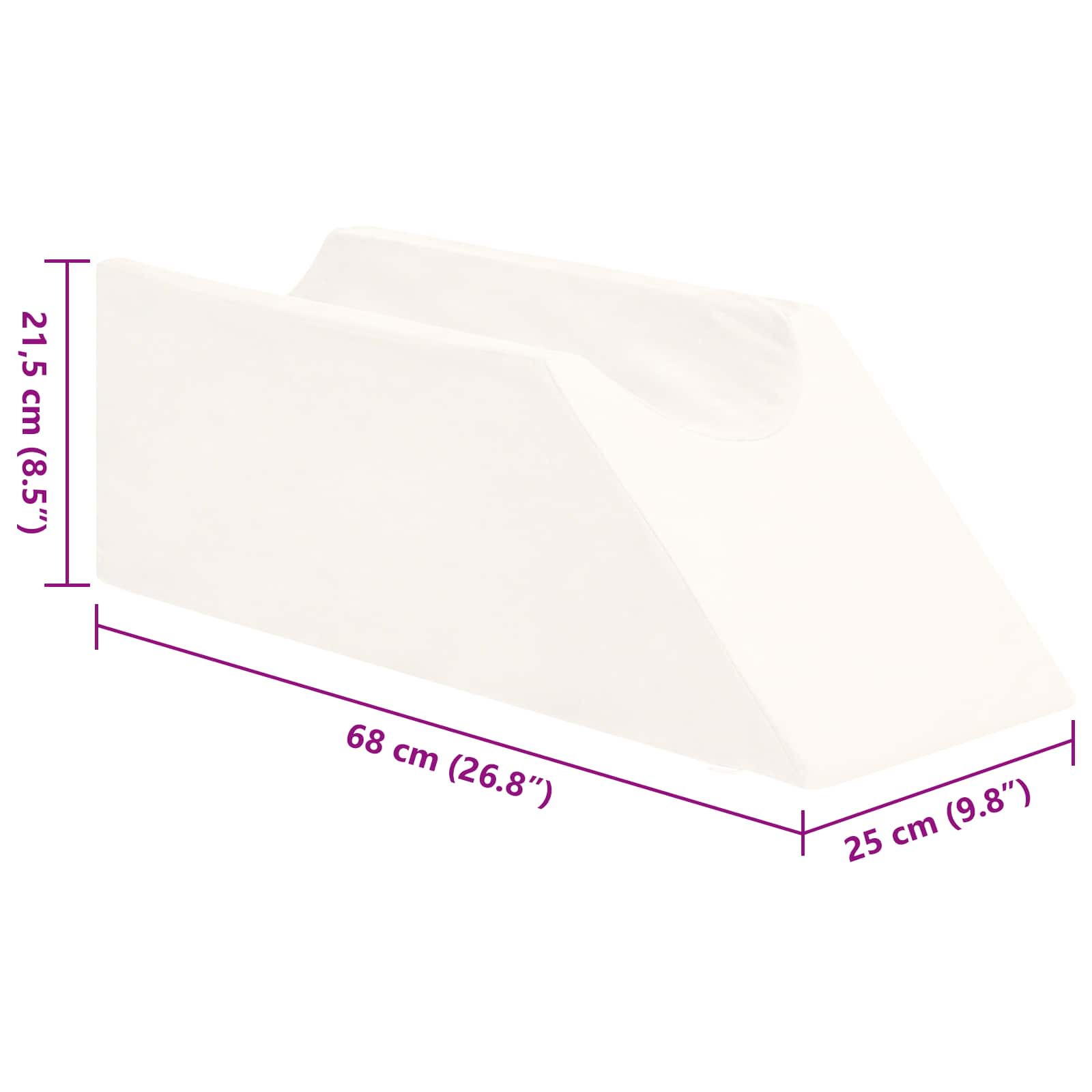 vidaXL Μαξιλάρι Ποδιών 68 x 25 x 21,5 εκ Σφιχτό PU Αφρός Λευκό - Image 9