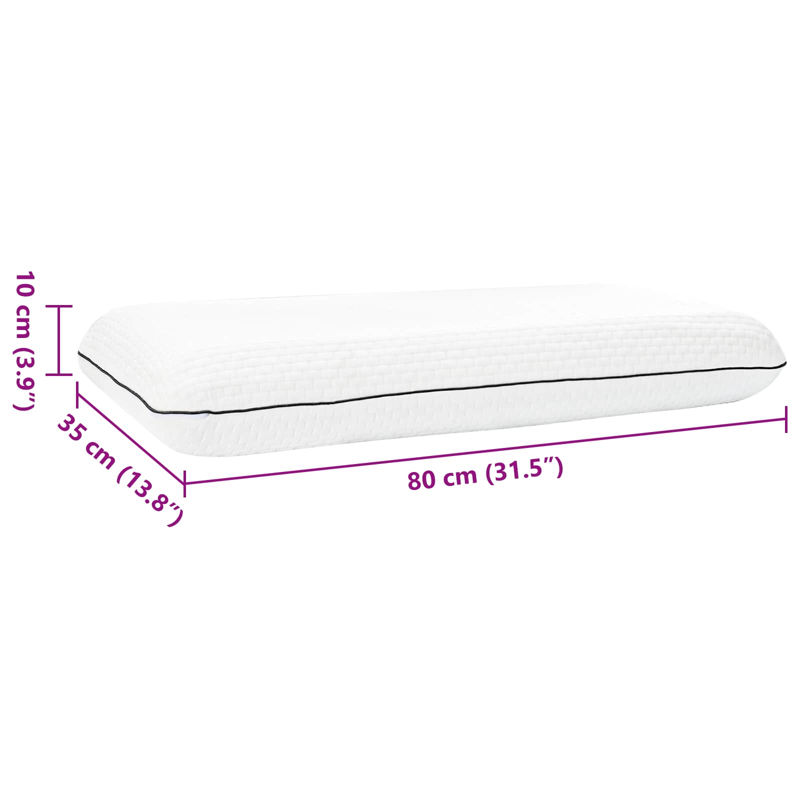 vidaXL Μαξιλάρι Ύπνου 80 x 35 x 10 εκ Μεσαίο Τζελ Αφρός Λευκό - Image 10