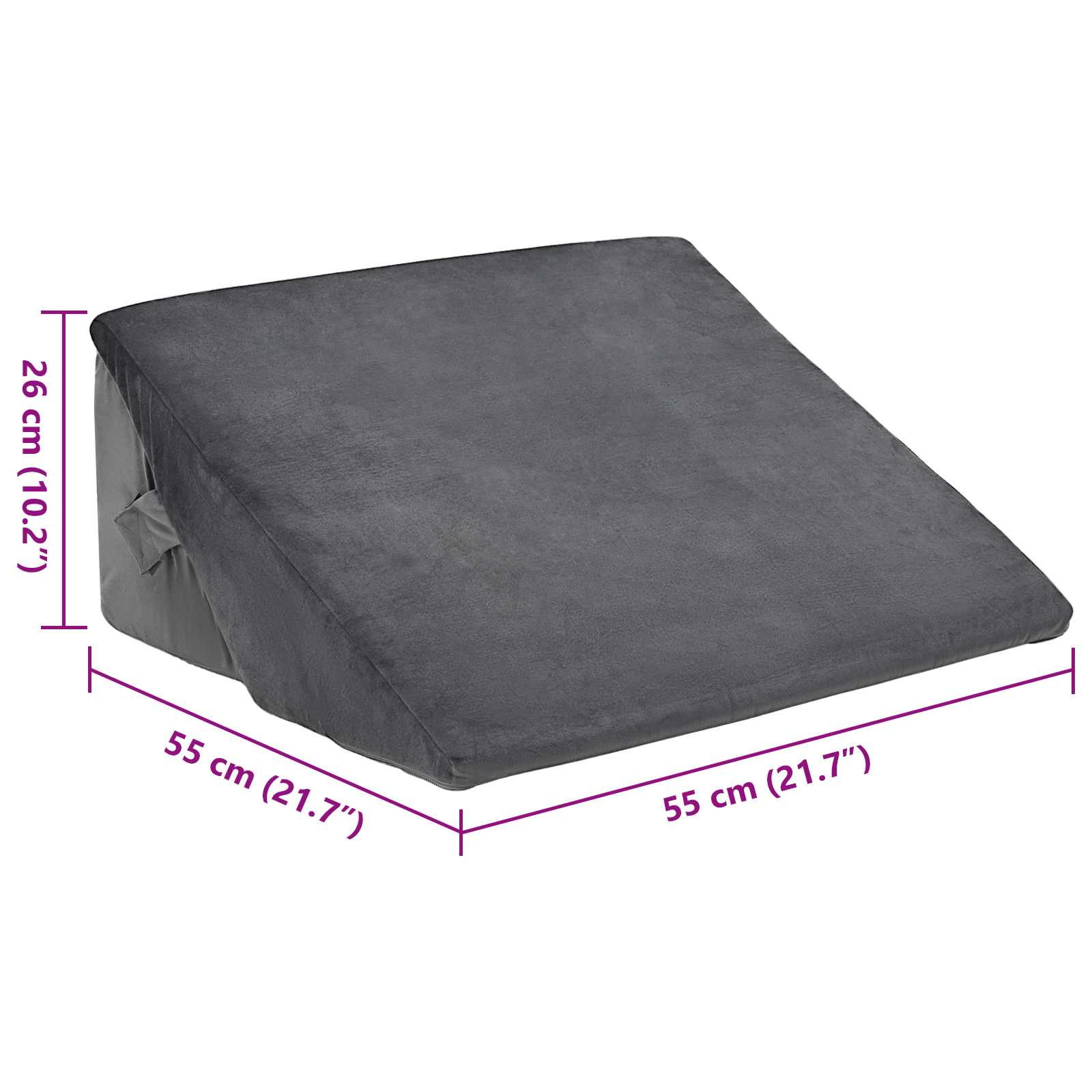 vidaXL Μαξιλάρι Γωνίας Γκρι 55 x 55 x 26 εκ. Αφρός Μνήμης - Image 9