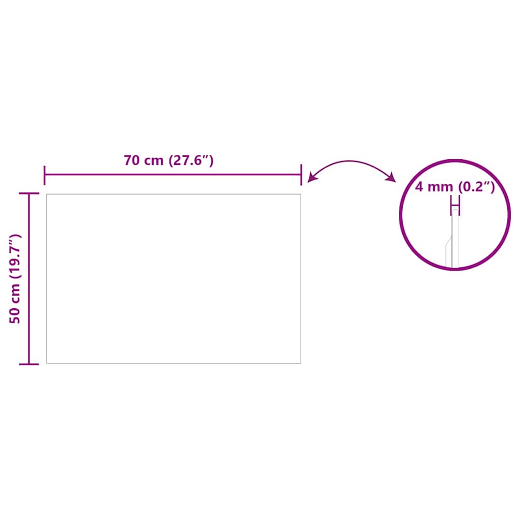 vidaXL Καθρέφτης τοίχου Ορθογώνιος 70 x 50 cm σκληρυμένο γυαλί - Image 8