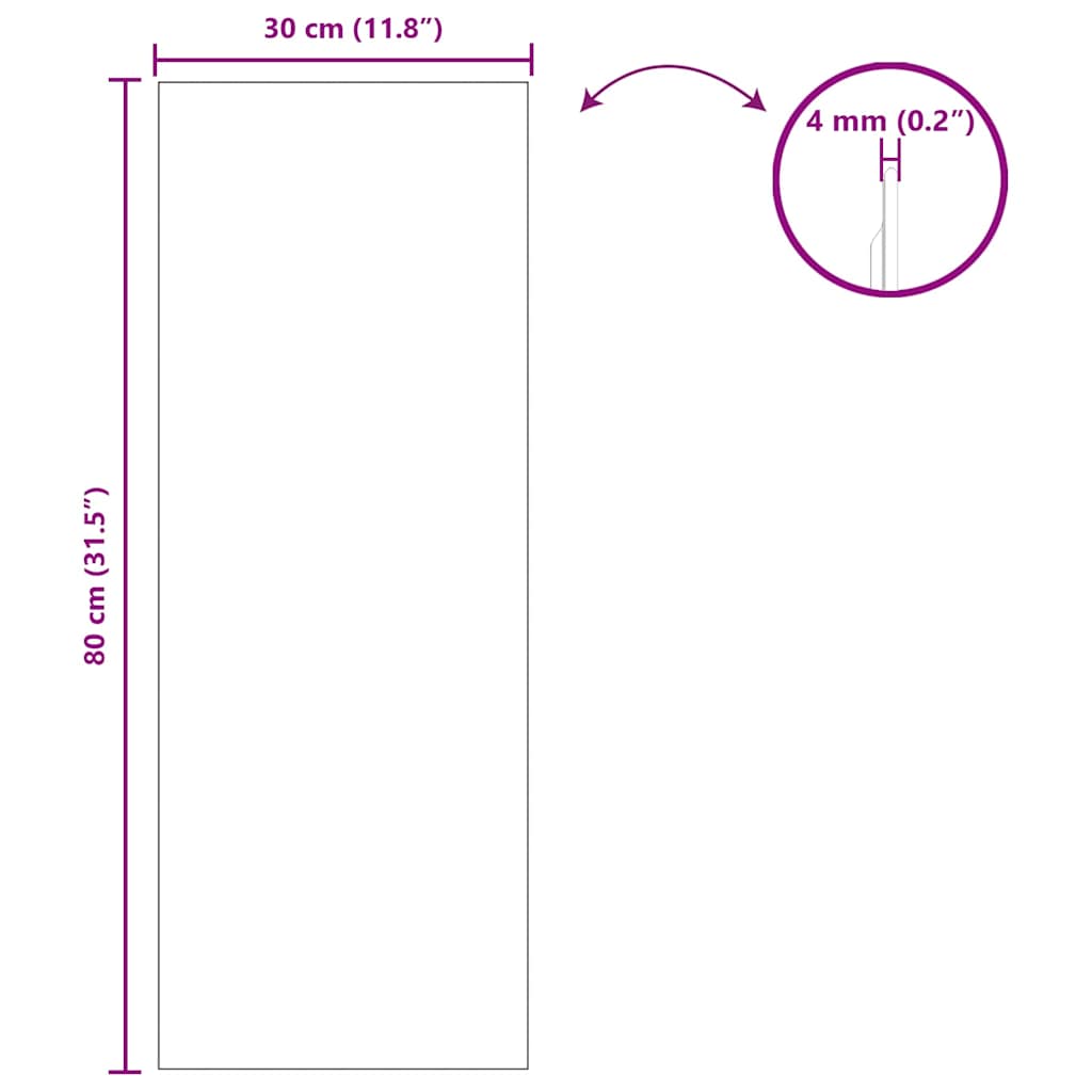 vidaXL Καθρέφτης τοίχου Ορθογώνιος 30 x 80 cm σκληρυμένο γυαλί - Image 8