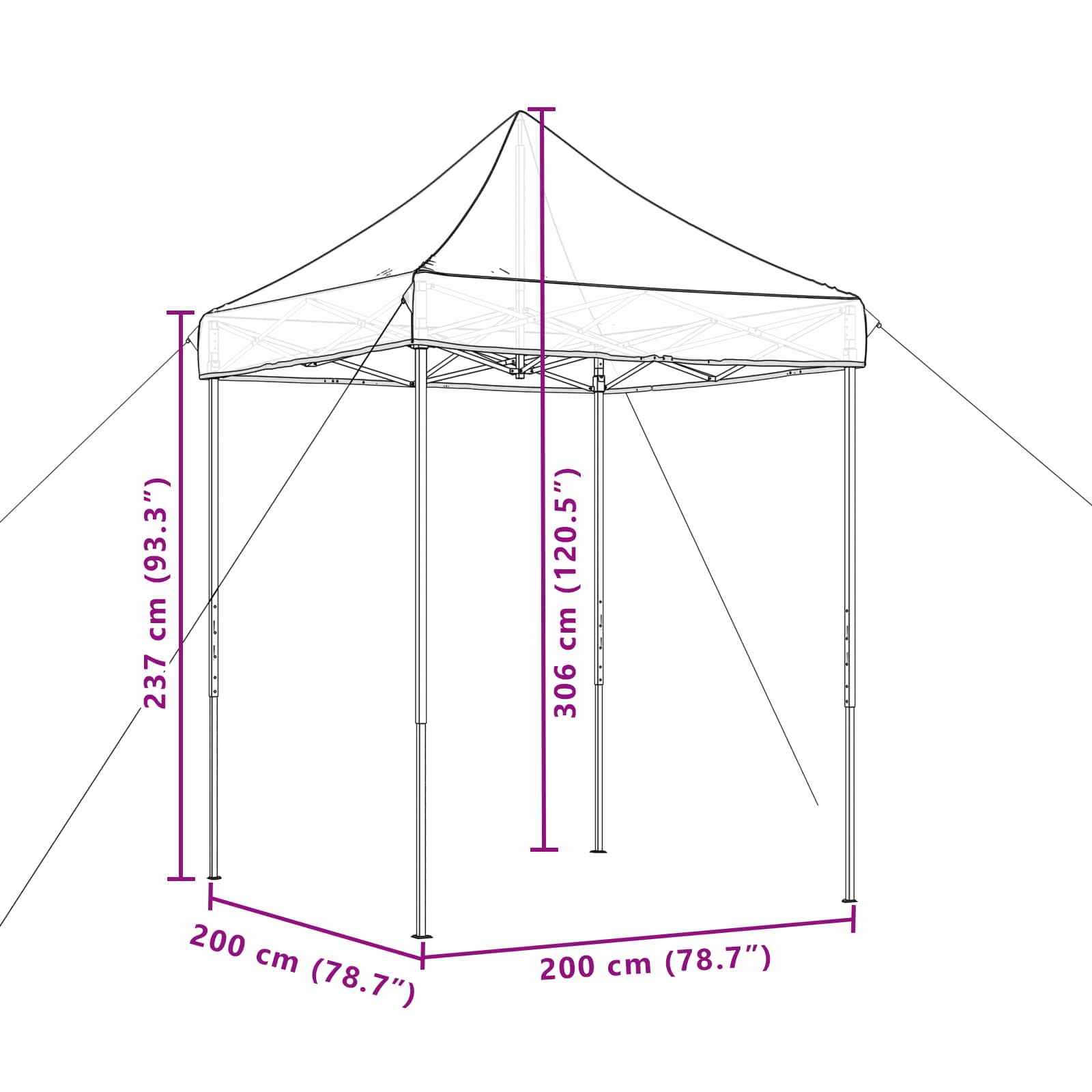 vidaXL Σκηνή Πάρτυ 200 x 200 x 306 εκ. Πορτοκαλί Ύφασμα Όξφορντ - Image 11