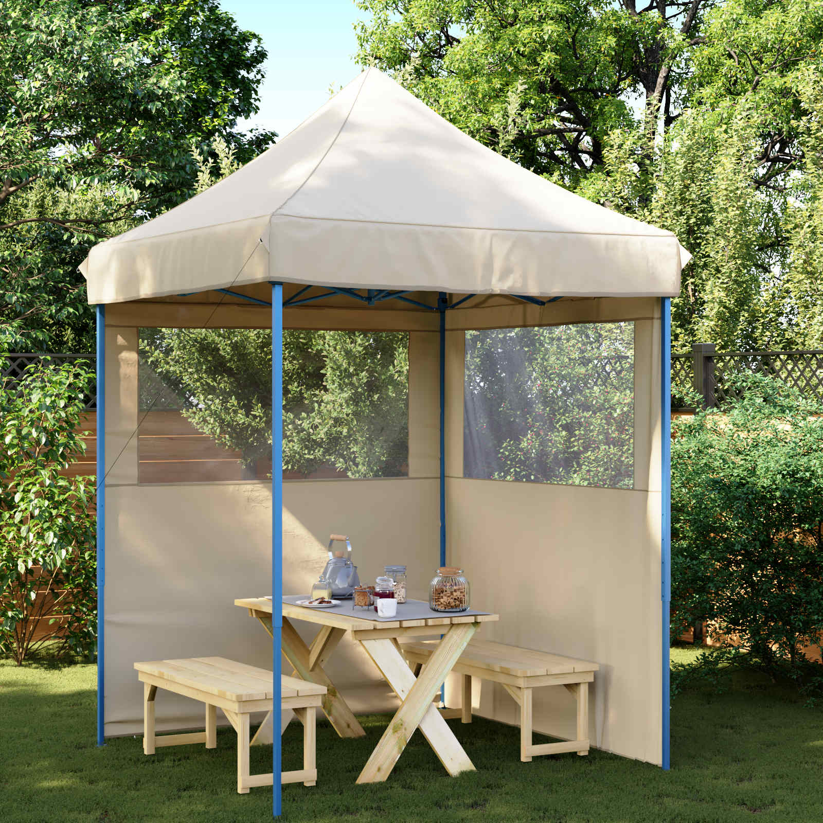 vidaXL Σκηνή Πάρτυ 200 x 200 x 306 εκ. Μπεζ Ύφασμα Όξφορντ