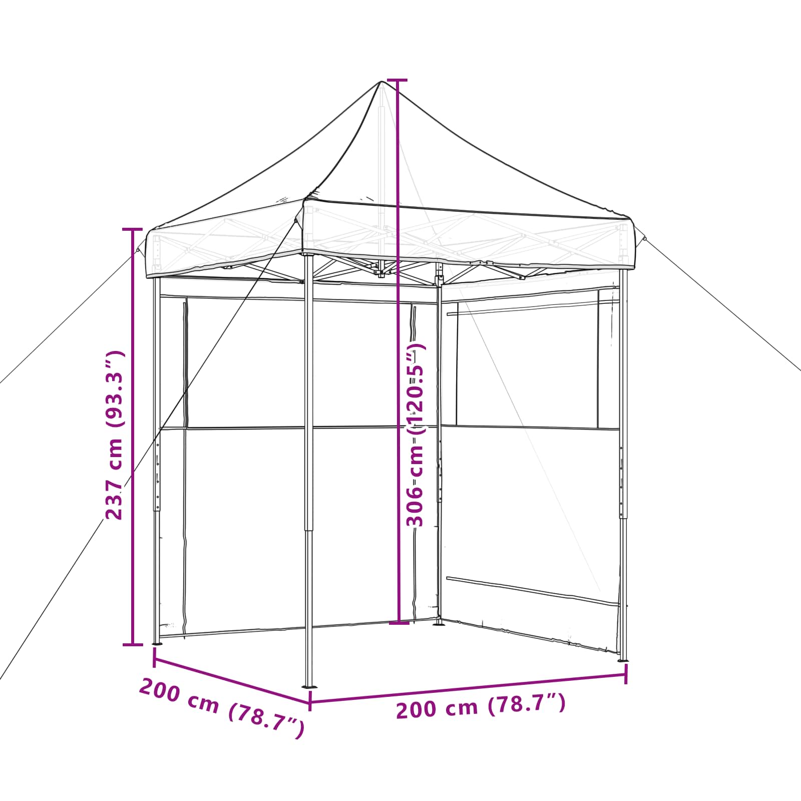vidaXL Σκηνή Πάρτυ 200 x 200 x 306 εκ. Μπεζ Ύφασμα Όξφορντ - Image 11