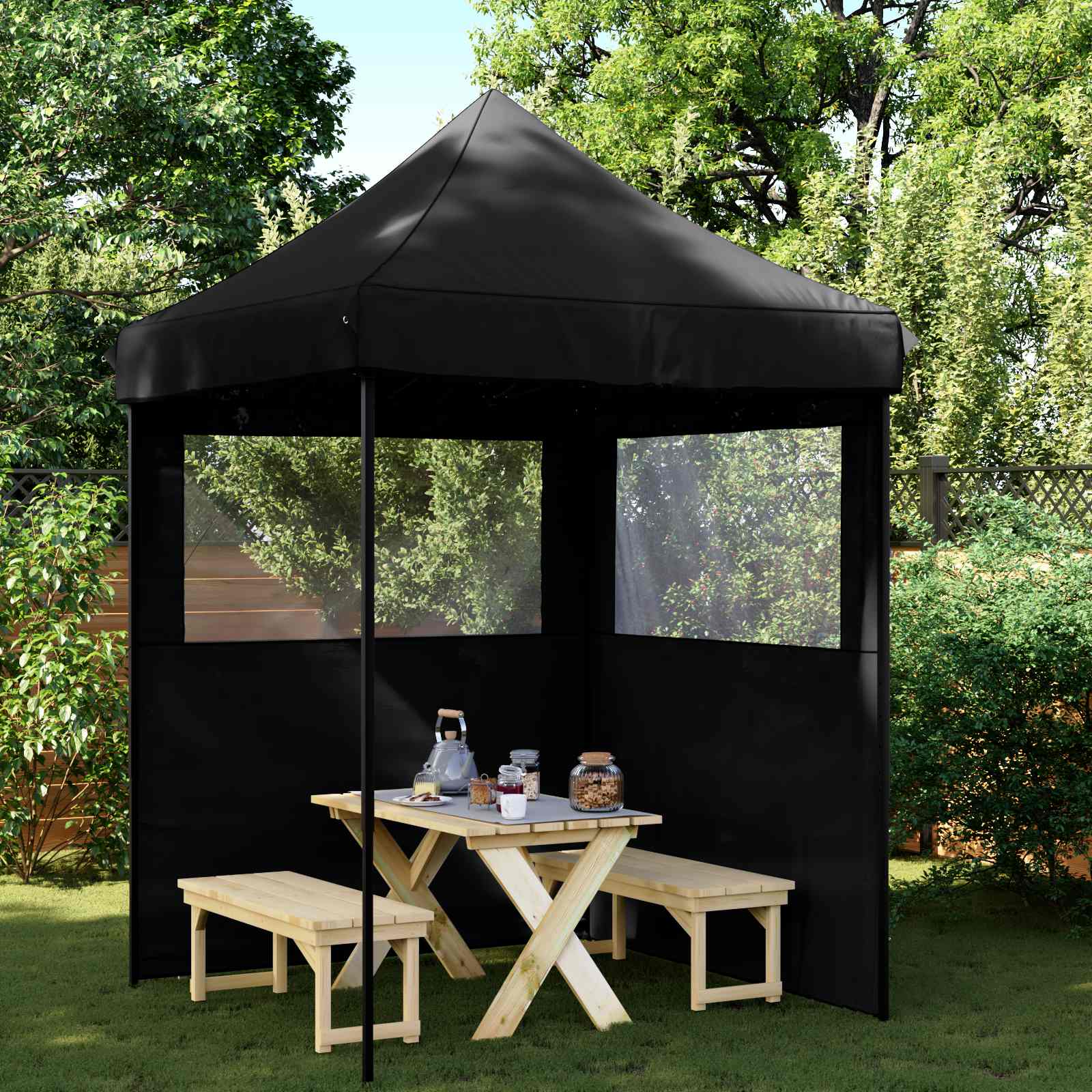 vidaXL Σκηνή Πάρτυ 200 x 200 x 306 εκ. Μαύρο Ύφασμα Όξφορντ