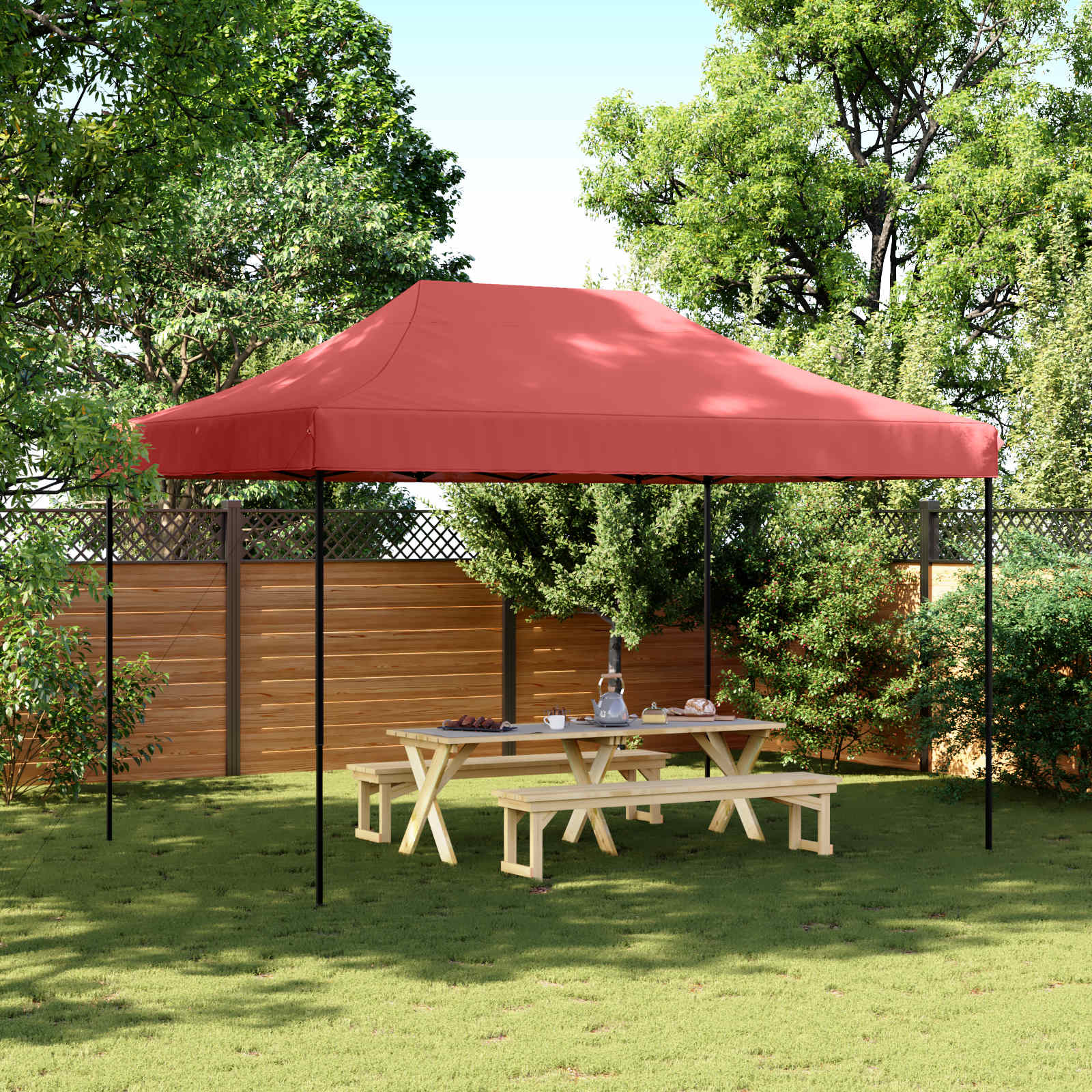 vidaXL Σκηνή Πάρτυ 279 x 410 x 315 εκ. Μπορντό Ύφασμα Όξφορντ